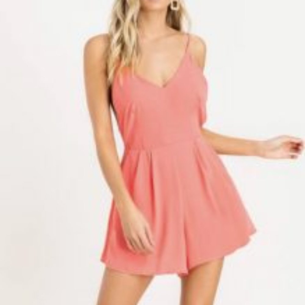 Backless Coral Romper - Picture 5 of 5